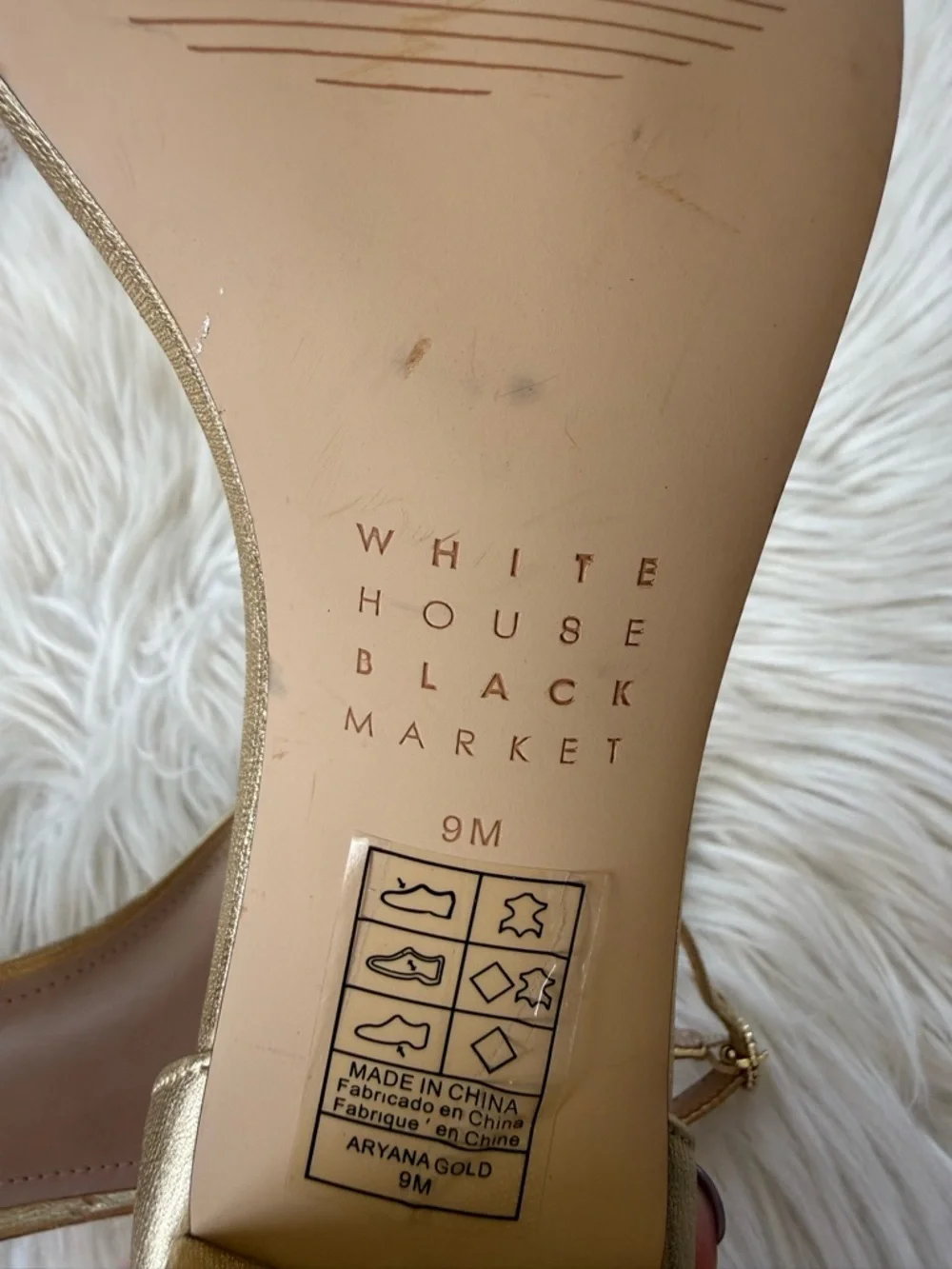 New! White House Black Market Gold Ankle-Strap Block Heels 9